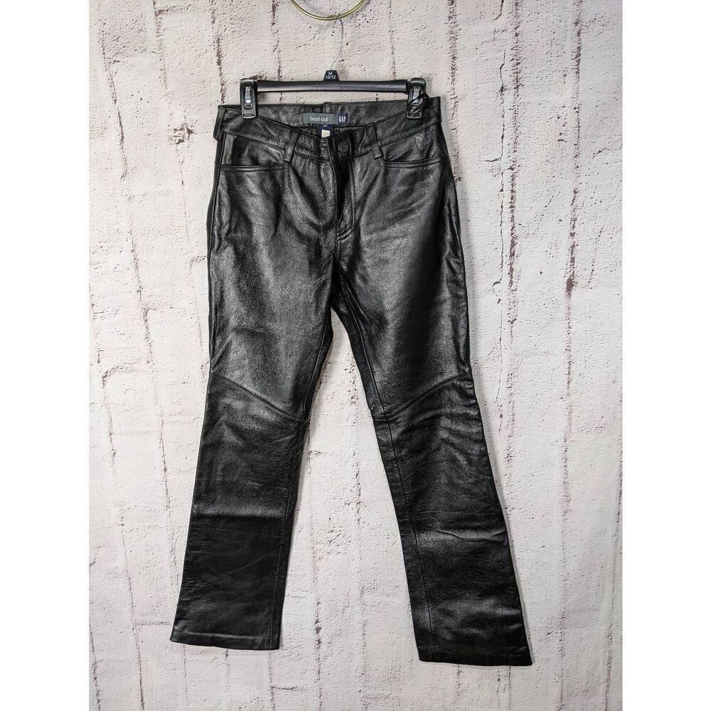 Gap Vintage 90’s luxurious black Genius leather high-waist bootcut fully lined p